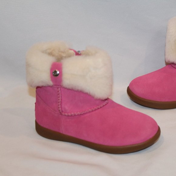 NIB UGG GIRLS TODDLER PINK SHEARLING CUFF ANKLE WINTER BOOTS PINK - Picture 3 of 6